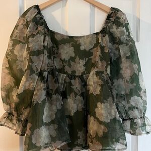 Entro Chiffon Bubble Peplum Blouse